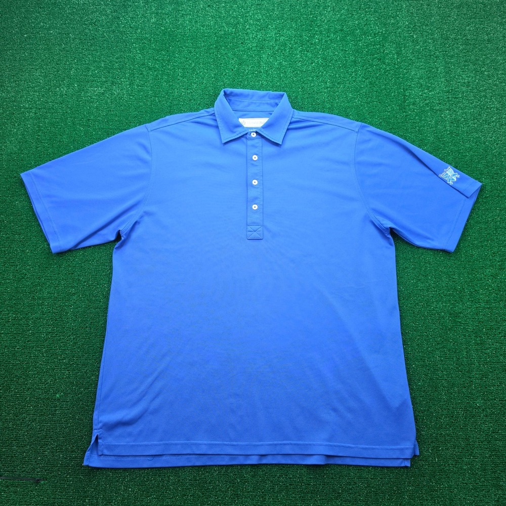 Donald Ross Polo Shirt Mens Large Blue Brae Burn Country Club Golf Performance
